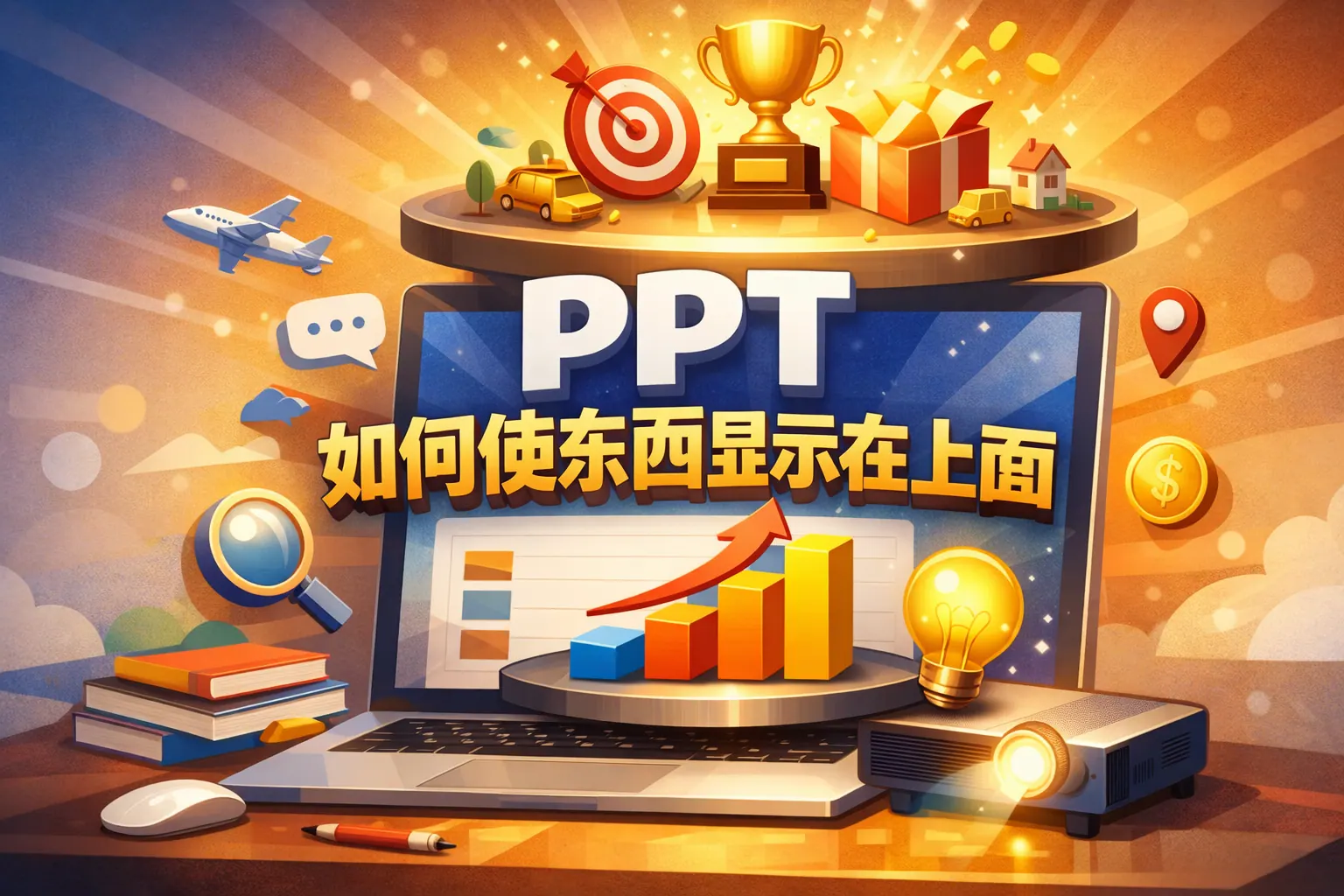 ppt如何使东西显示在上面