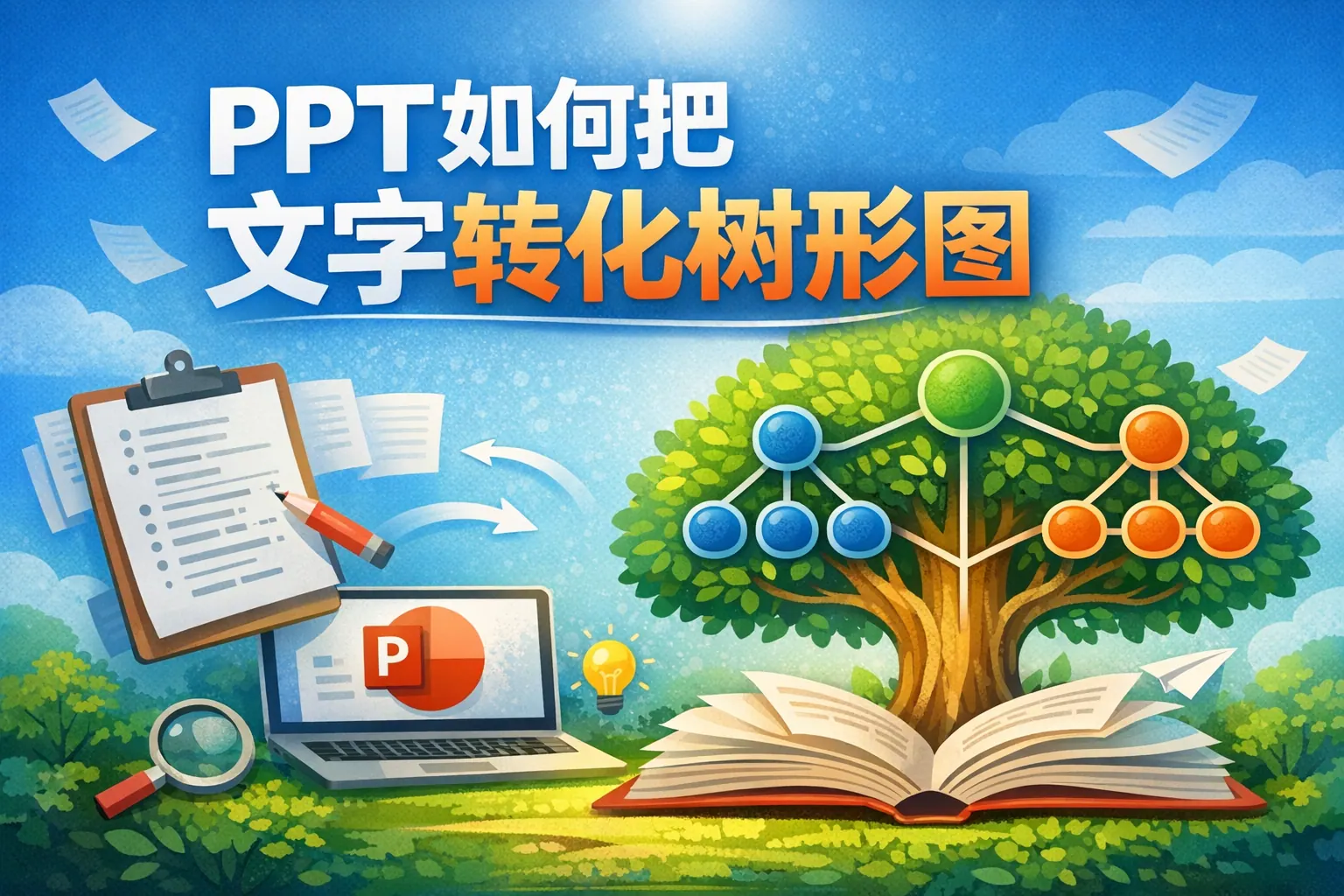 ppt如何把文字转化树形图