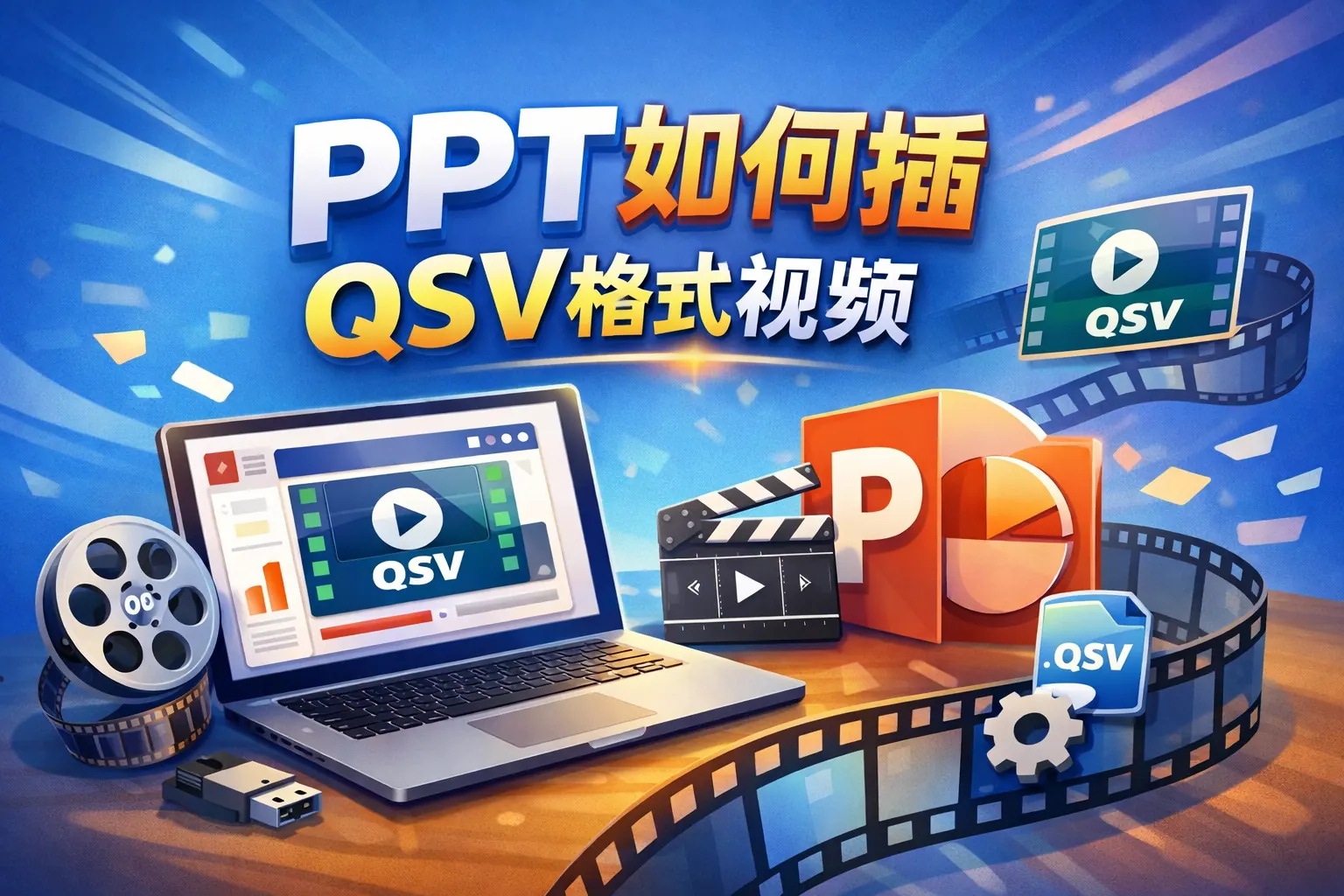 ppt如何插qsv格式视频格式
