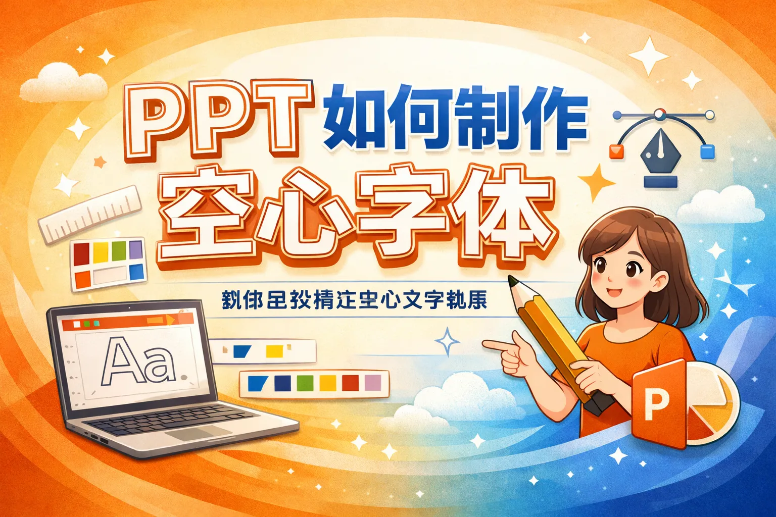 PPT如何制作空心字体