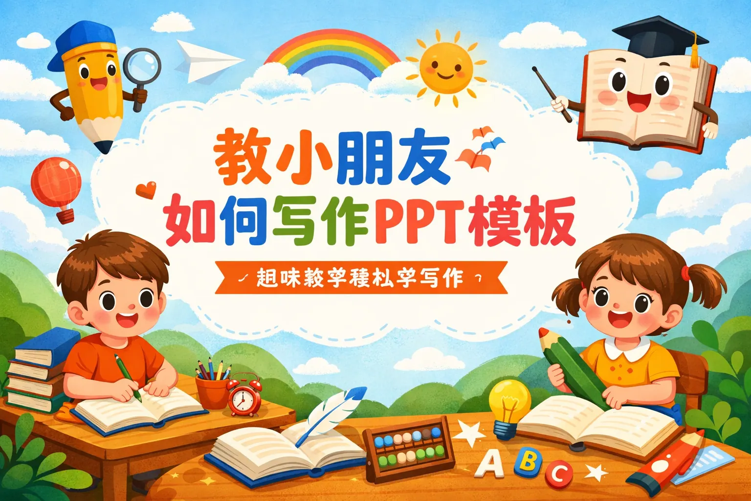 教小朋友如何写作ppt模板