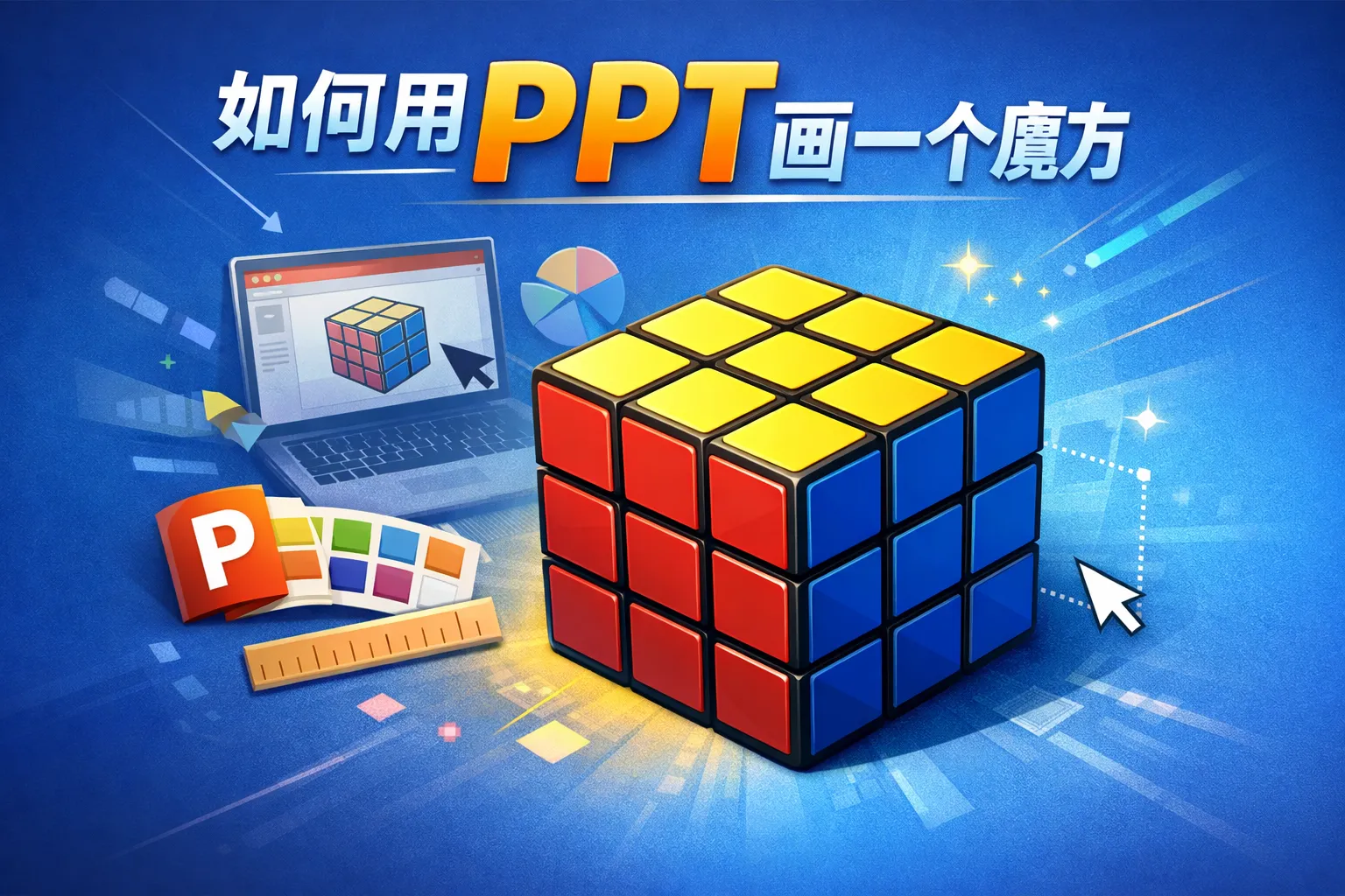 如何用ppt画一个魔方