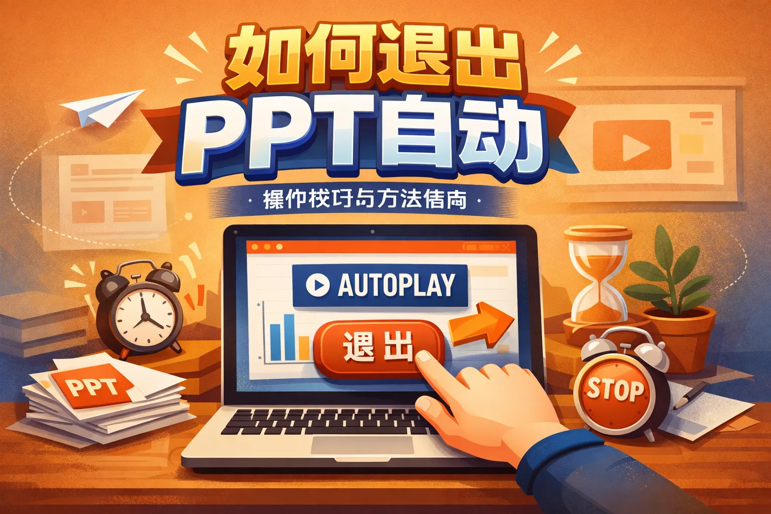 如何退出ppt自动