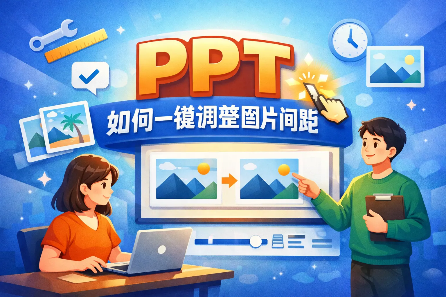 ppt如何一键调整图片间距
