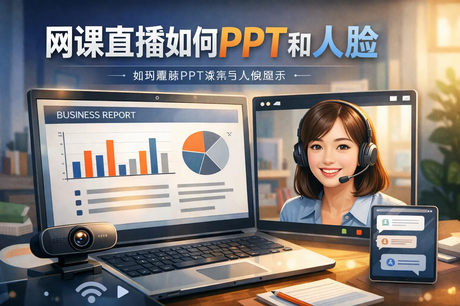 网课直播如何显示ppt和人脸