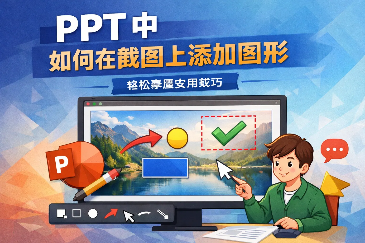 ppt中如何在截图上添加图形