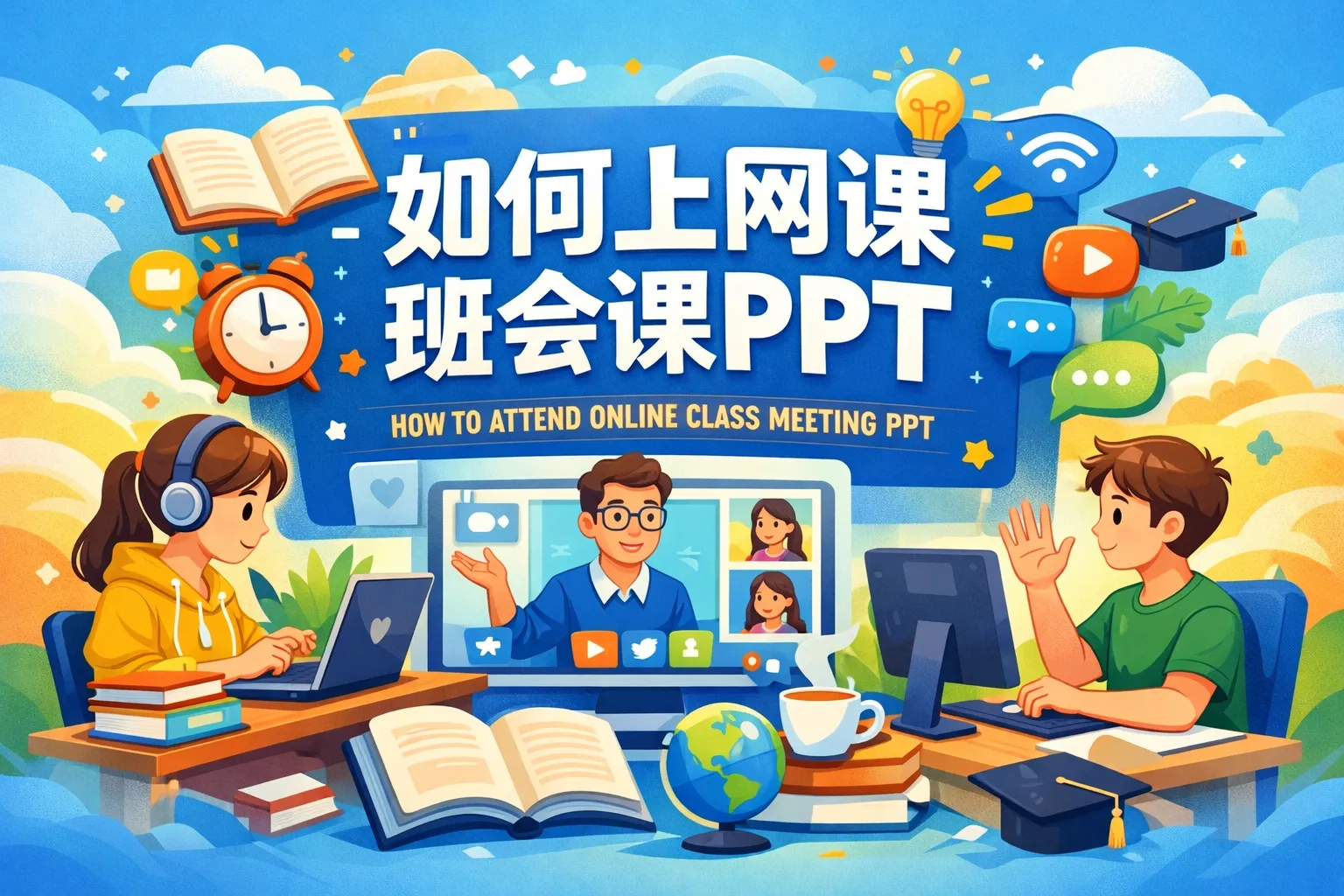 如何上网课班会课PPT