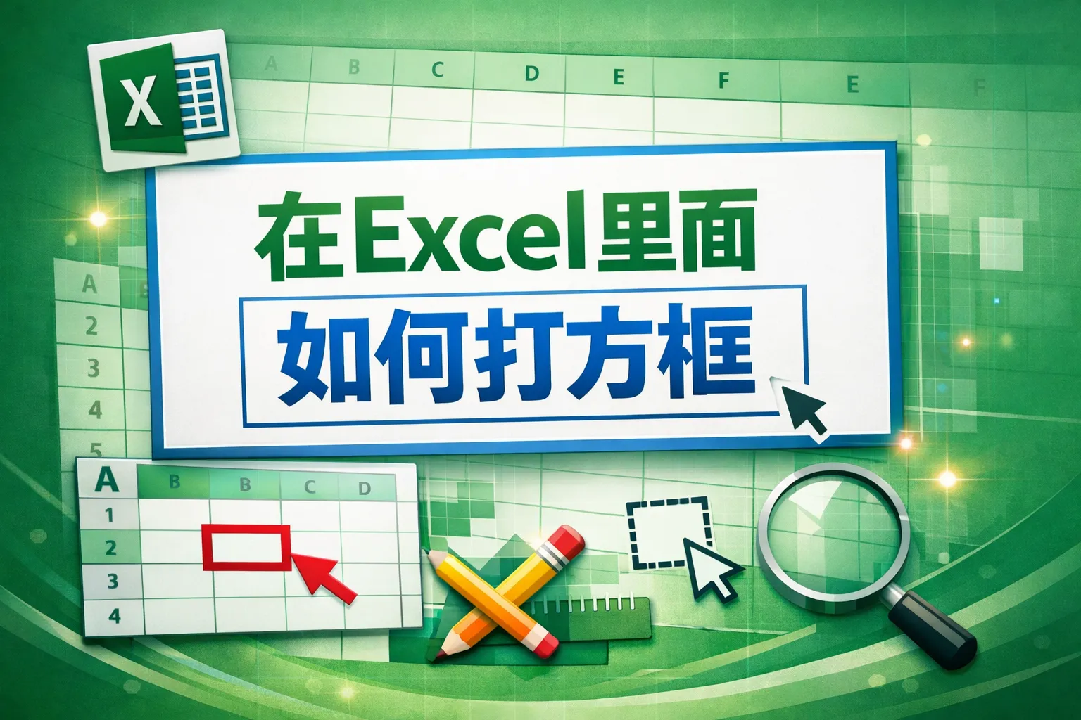 在excel里面如何打方框
