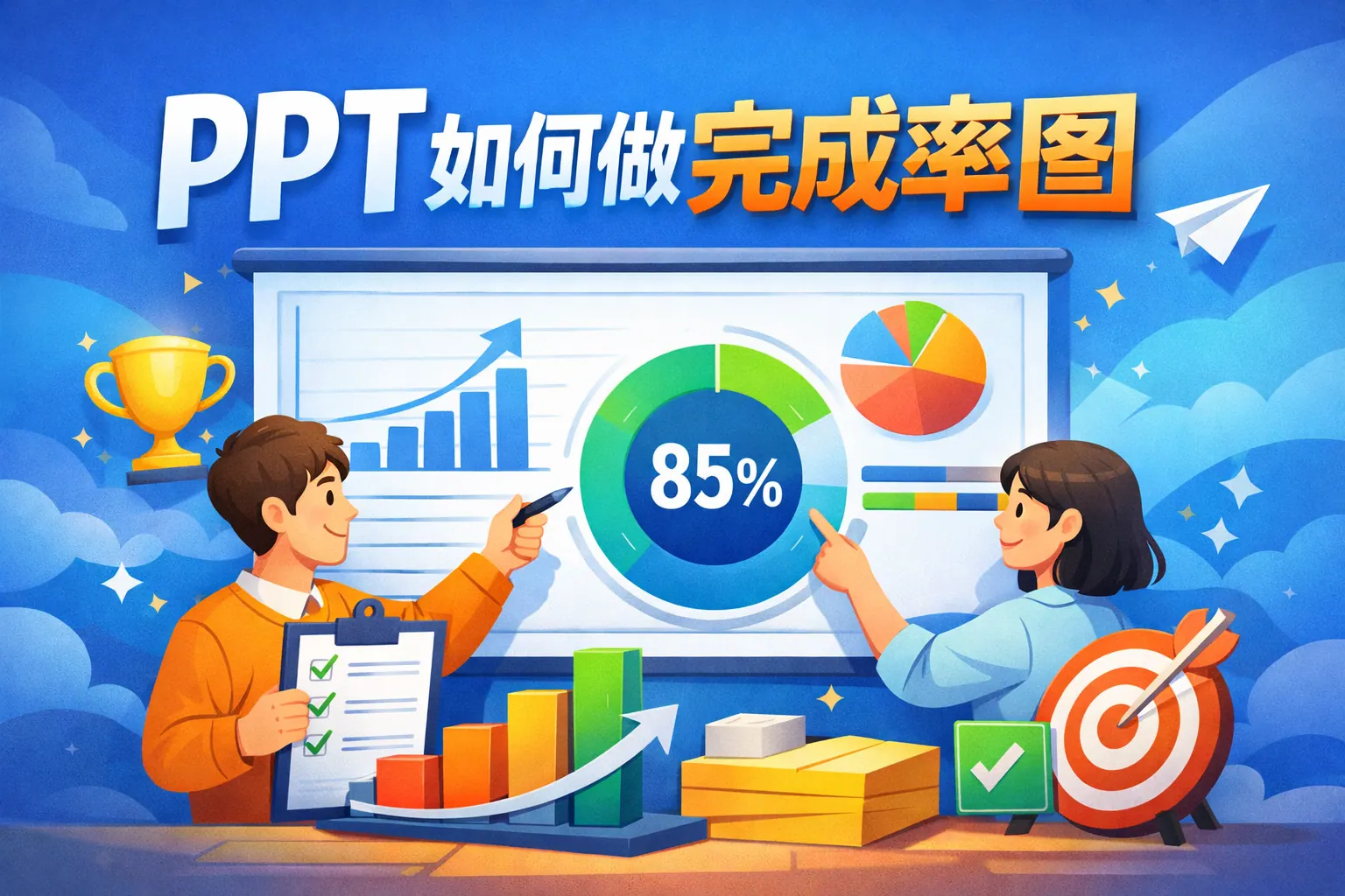 ppt如何做完成率图