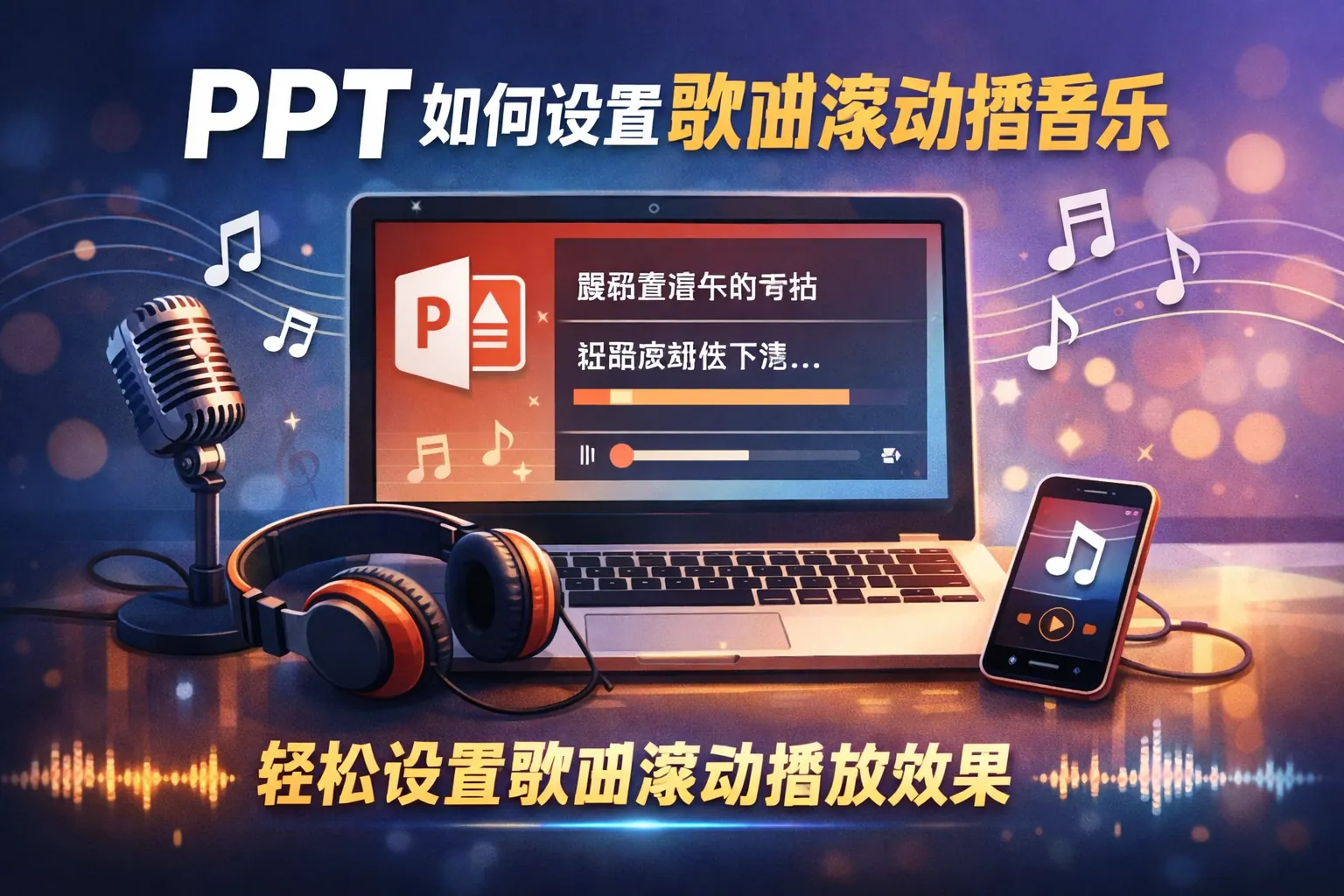 ppt如何设置歌词滚动播放音乐