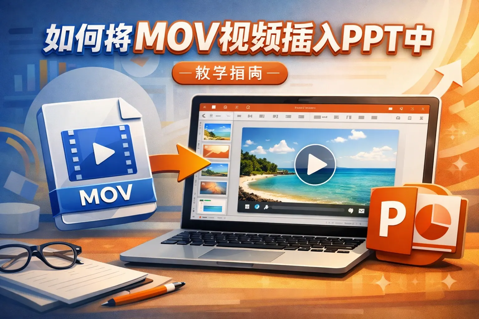 如何将mov视频插入ppt中