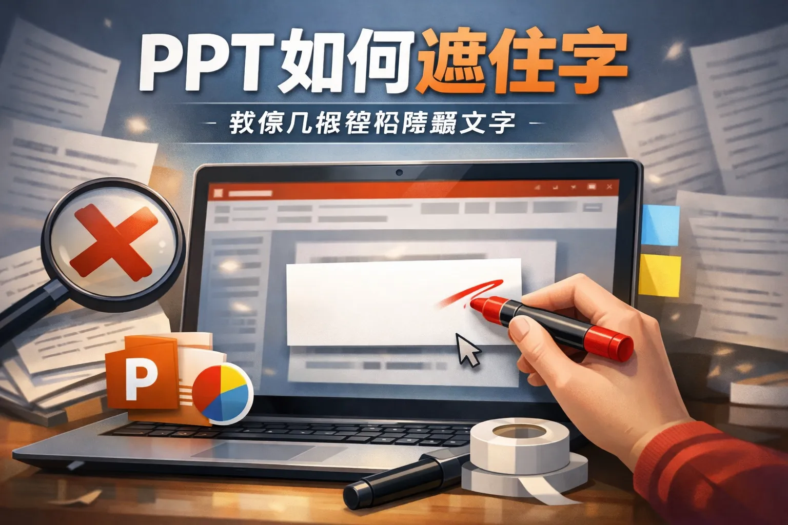 ppt 如何遮住字