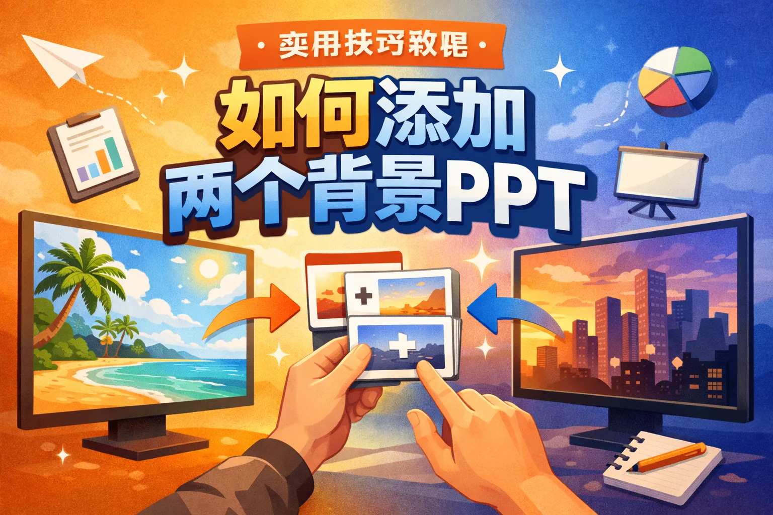 如何添加两个背景ppt