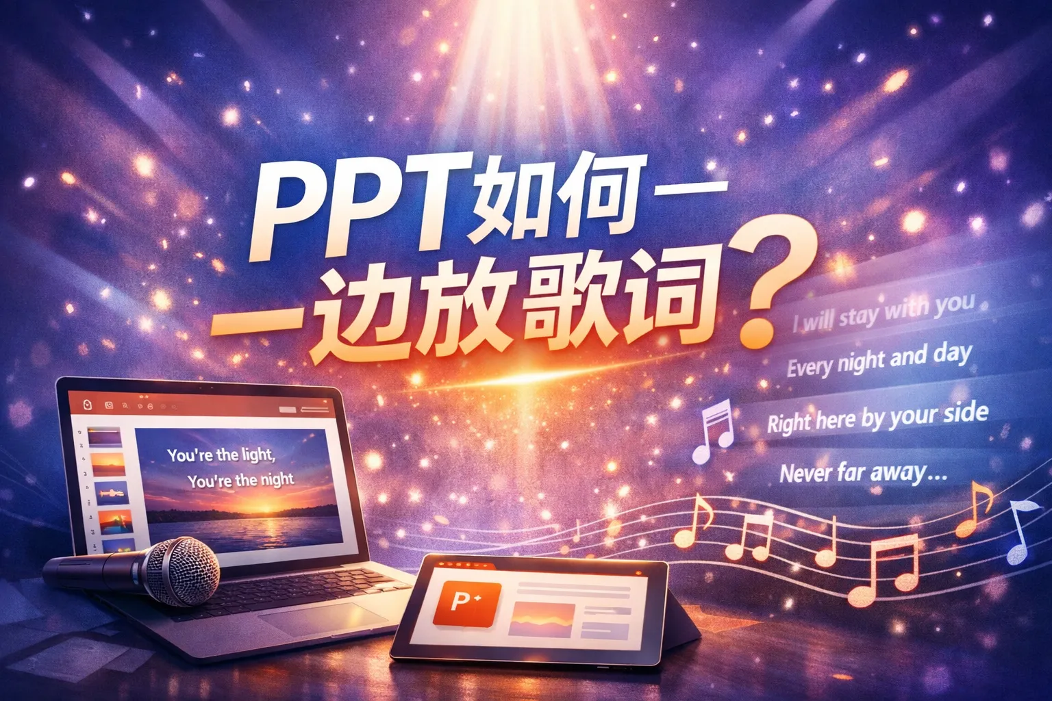 ppt如何一边放歌词