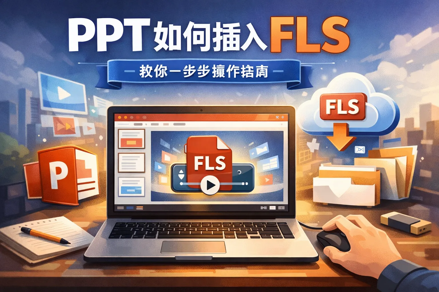 ppt如何插入fls