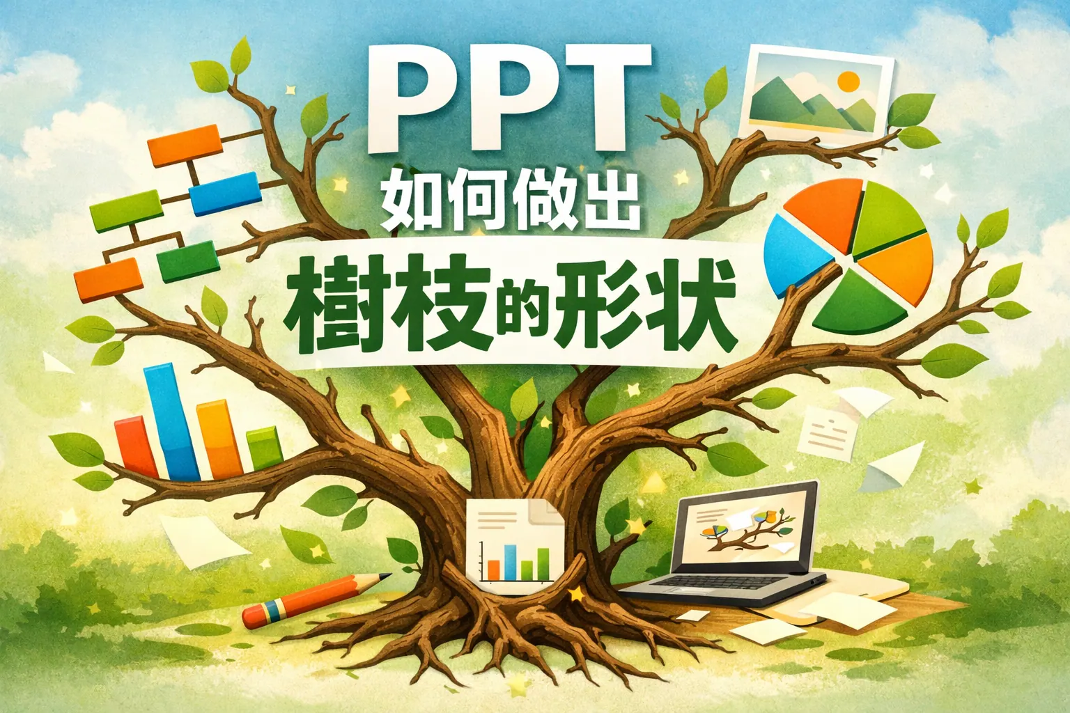 ppt如何做出树枝的形状