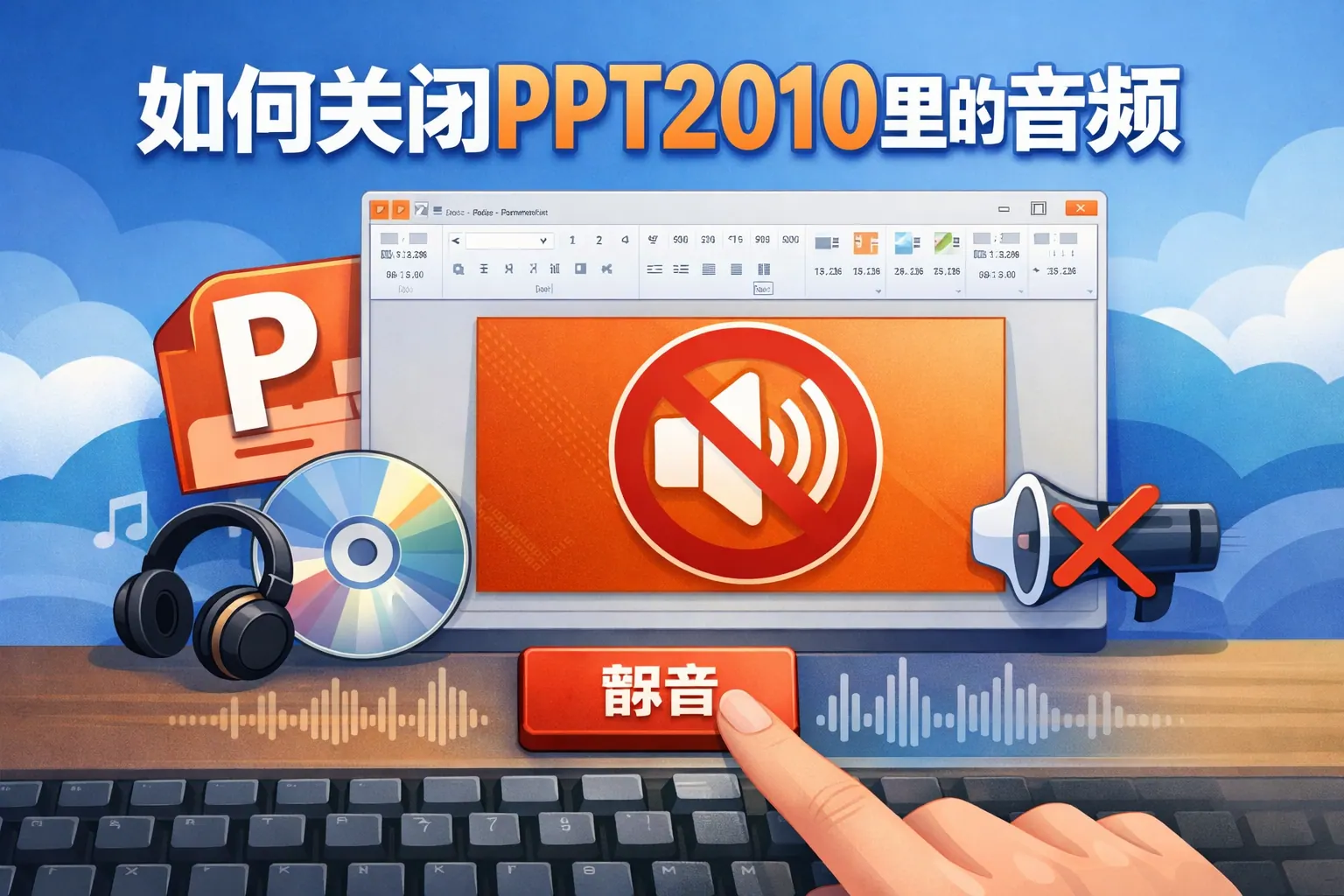 如何关闭ppt2010里的音频