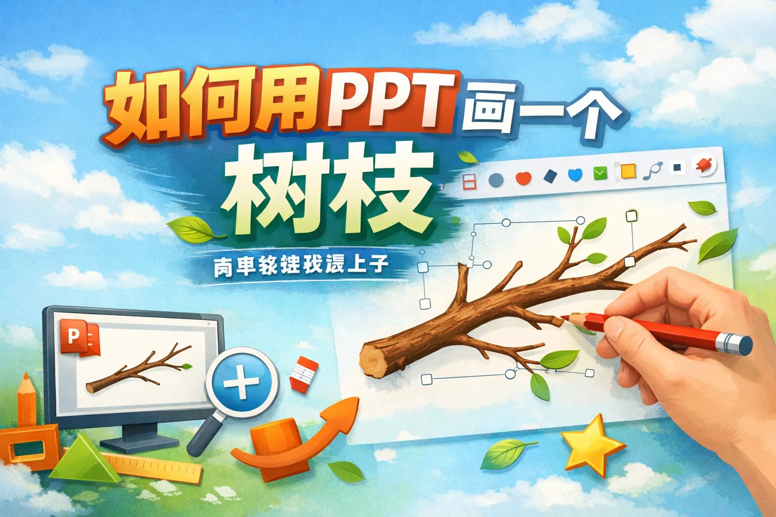 如何用ppt画一个树枝