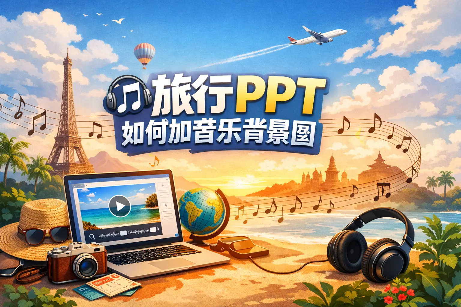 旅行ppt如何加音乐背景图