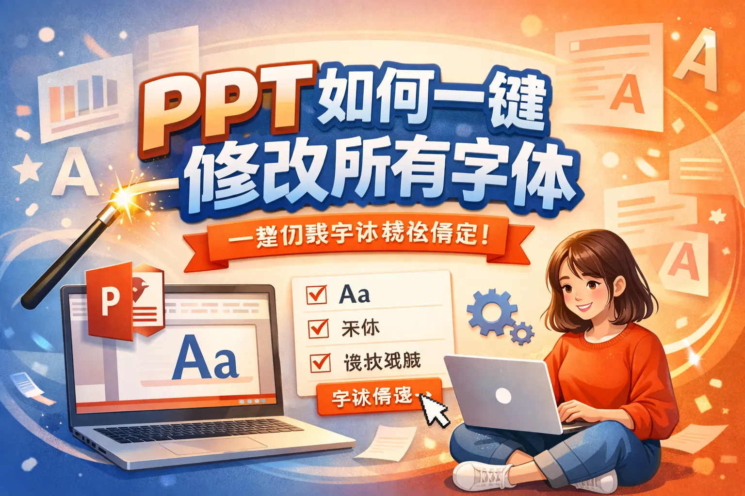 ppt如何一键修改所有字体