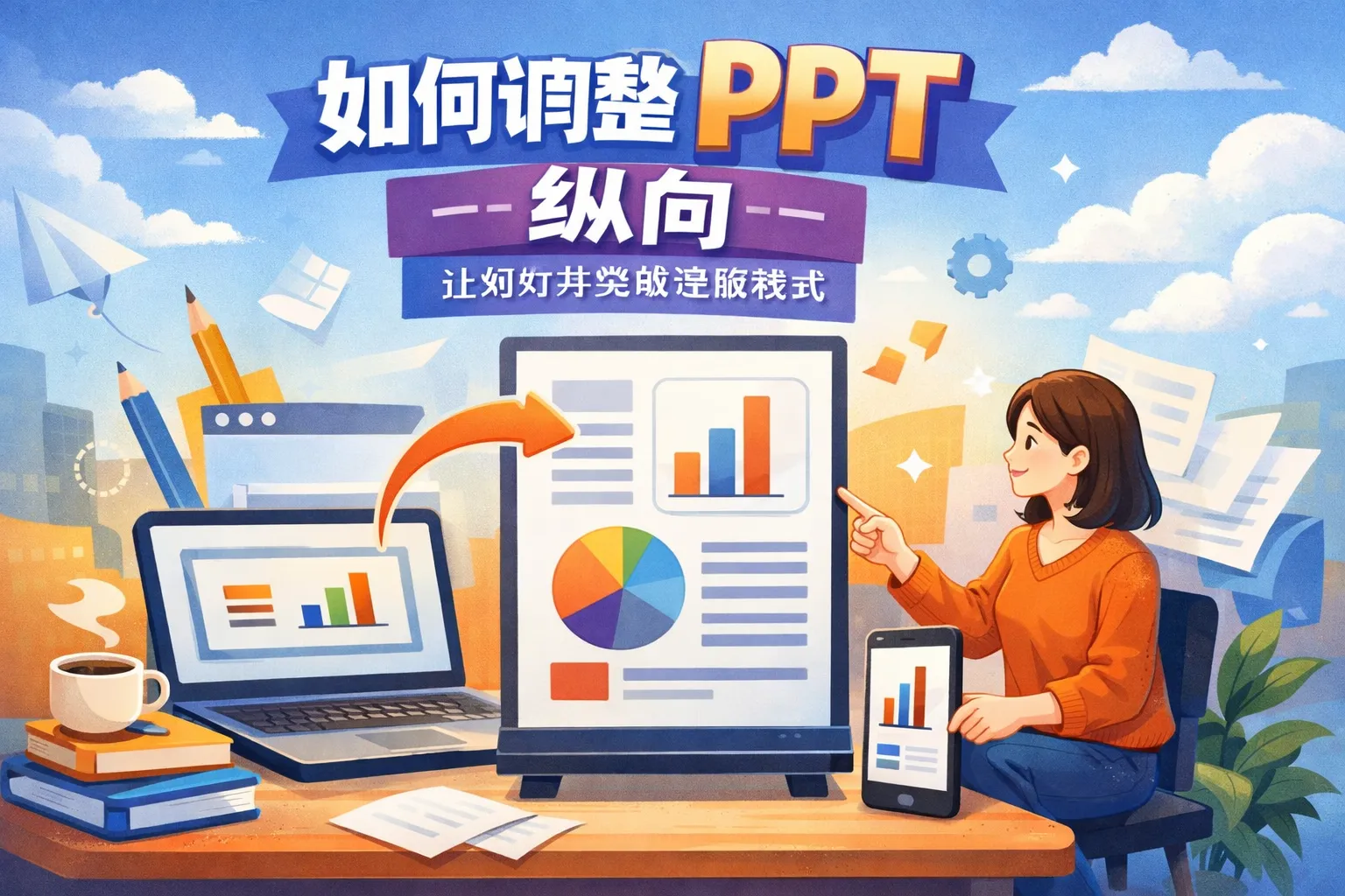 如何调整ppt纵向