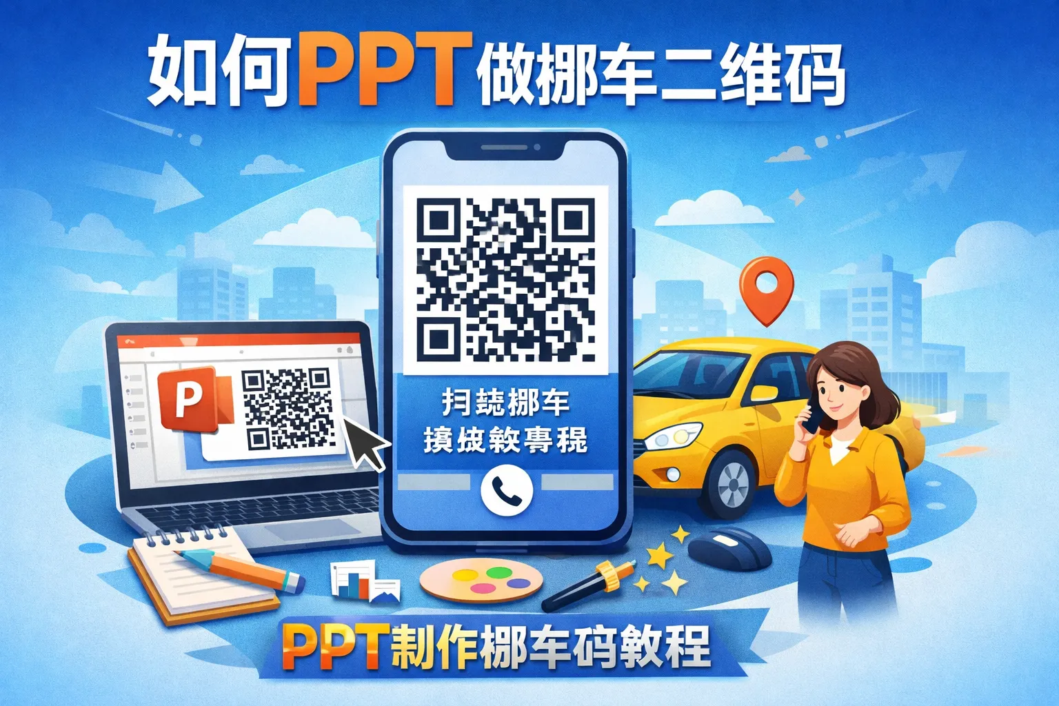 如何PPT做挪车二维码