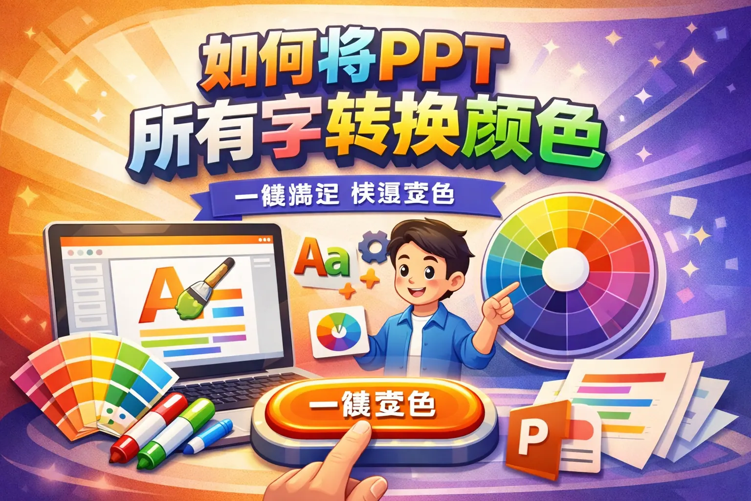 如何将ppt所有字转换颜色