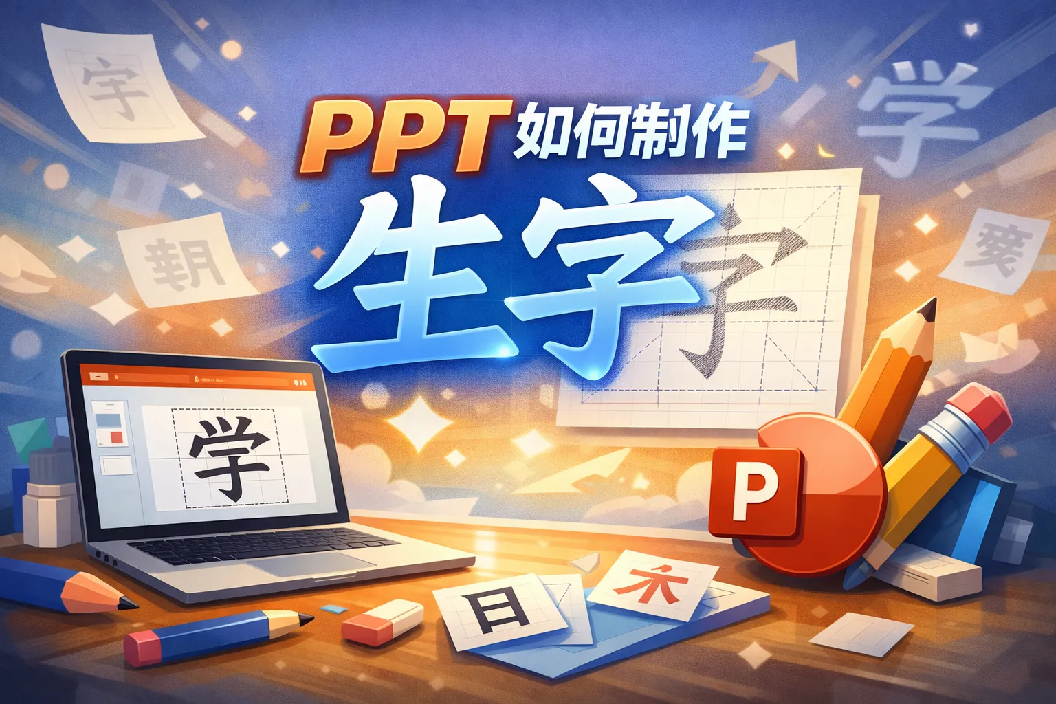 ppt如何制作生字