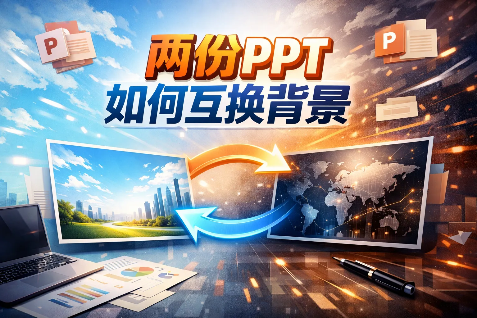 两份PPT如何互换背景