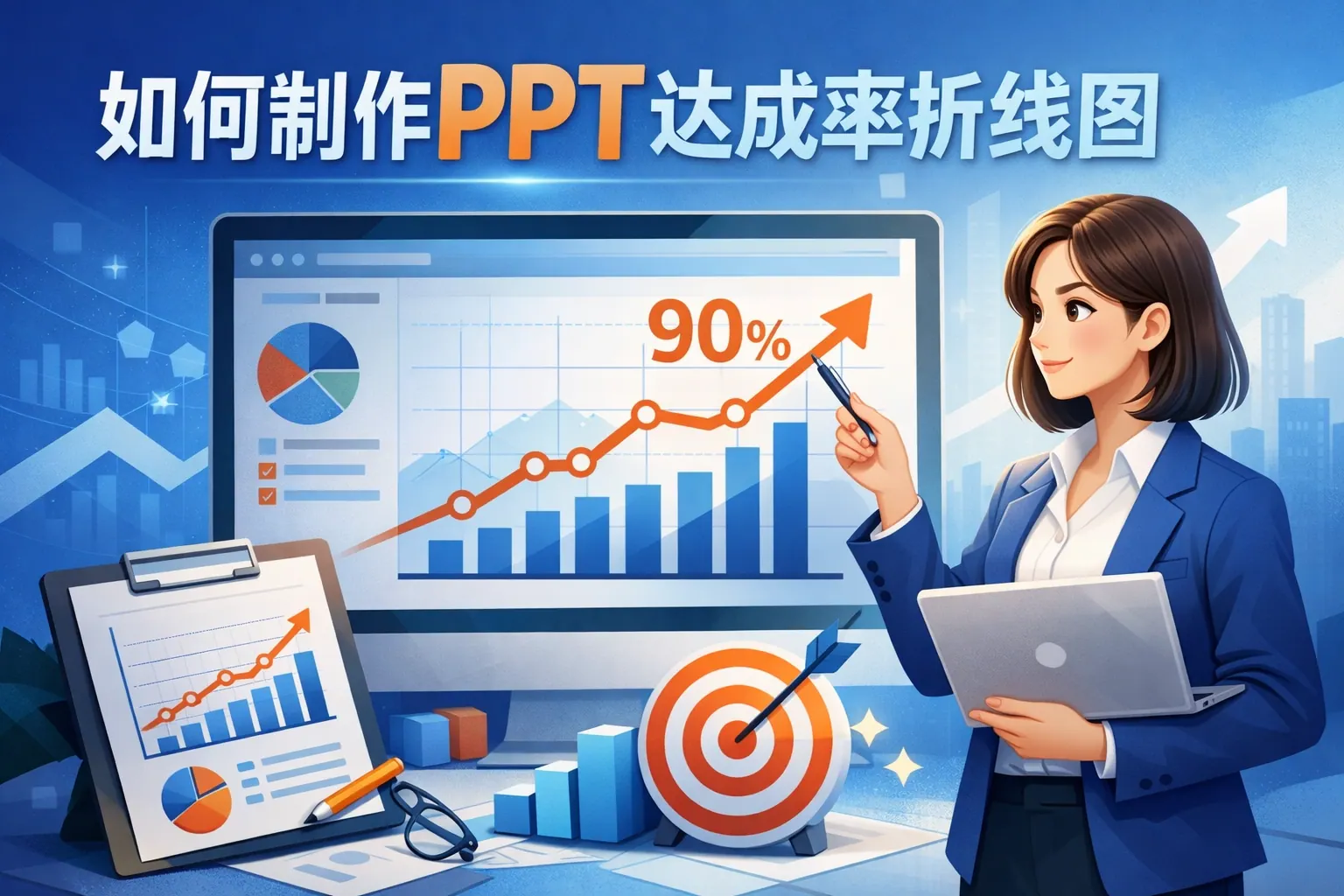 如何制作ppt达成率折线图