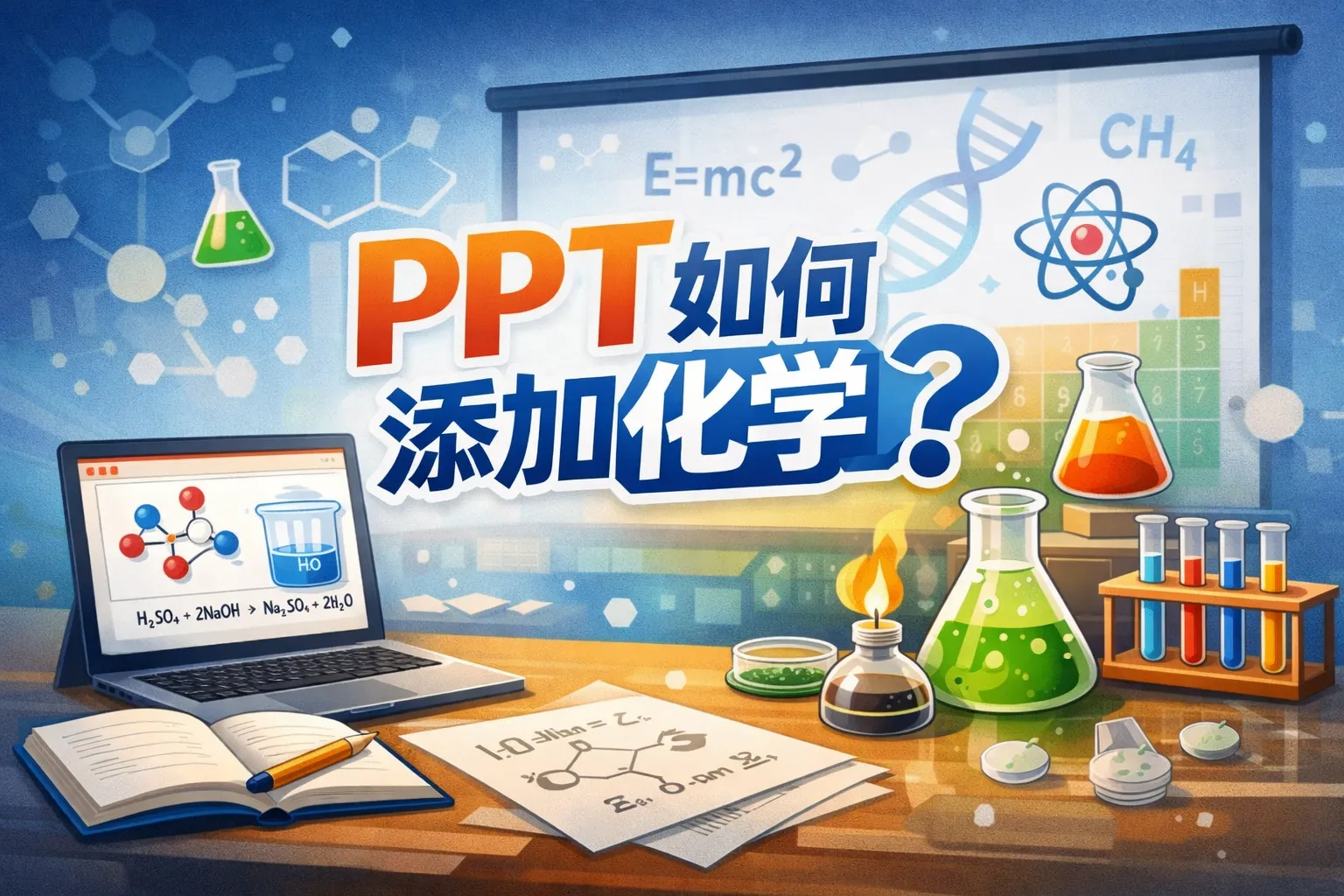 ppt如何添加化学