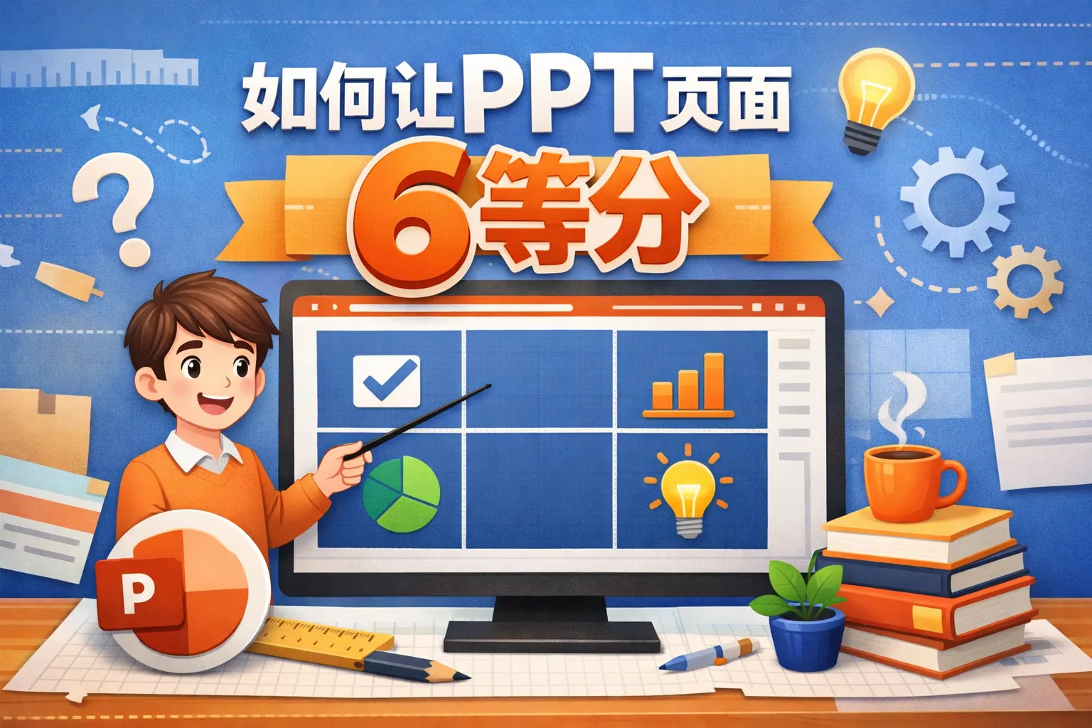 如何让ppt页面6等分