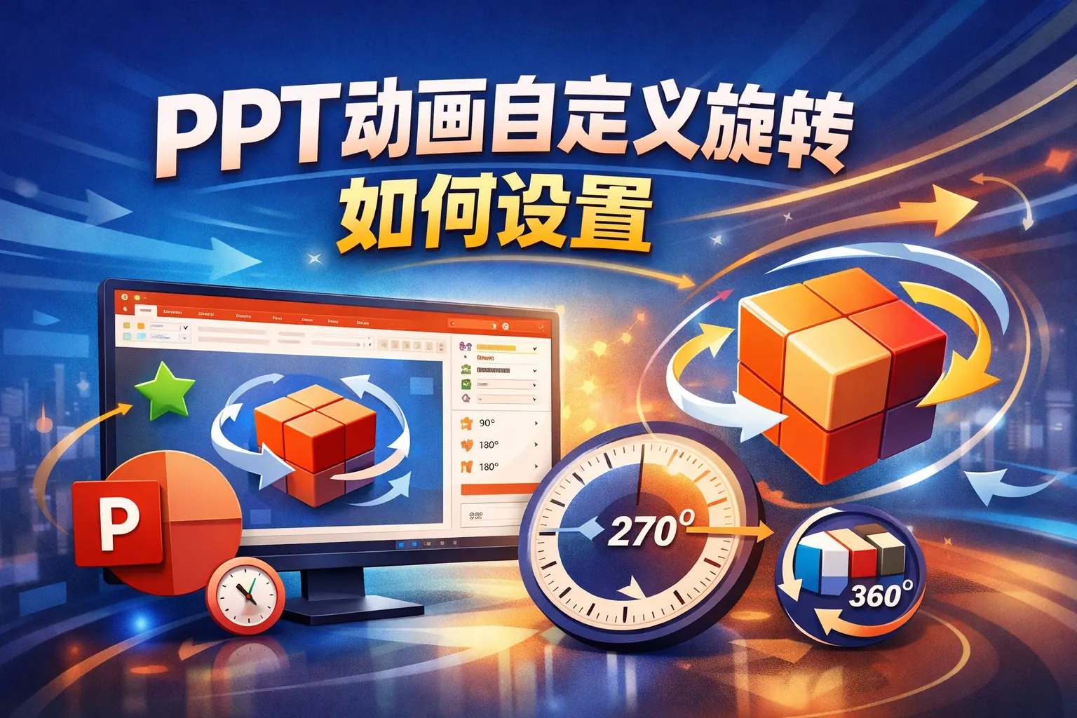 ppt动画自定义旋转如何设置