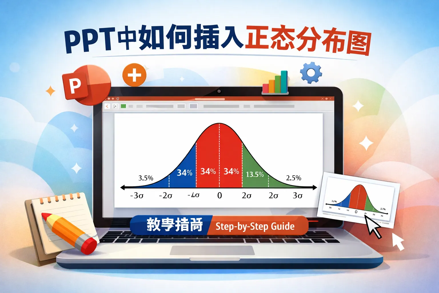 ppt 中如何插入正态分布图