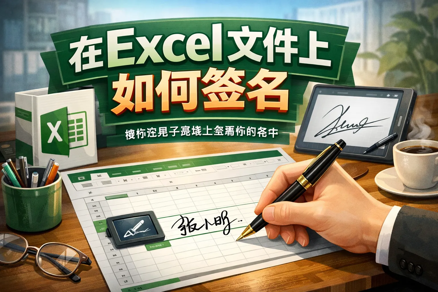在excel文件上如何签名