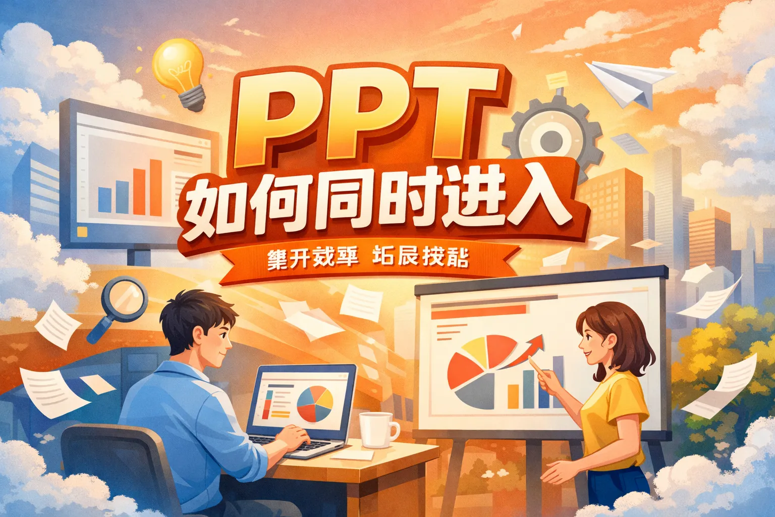 ppt如何同时进入