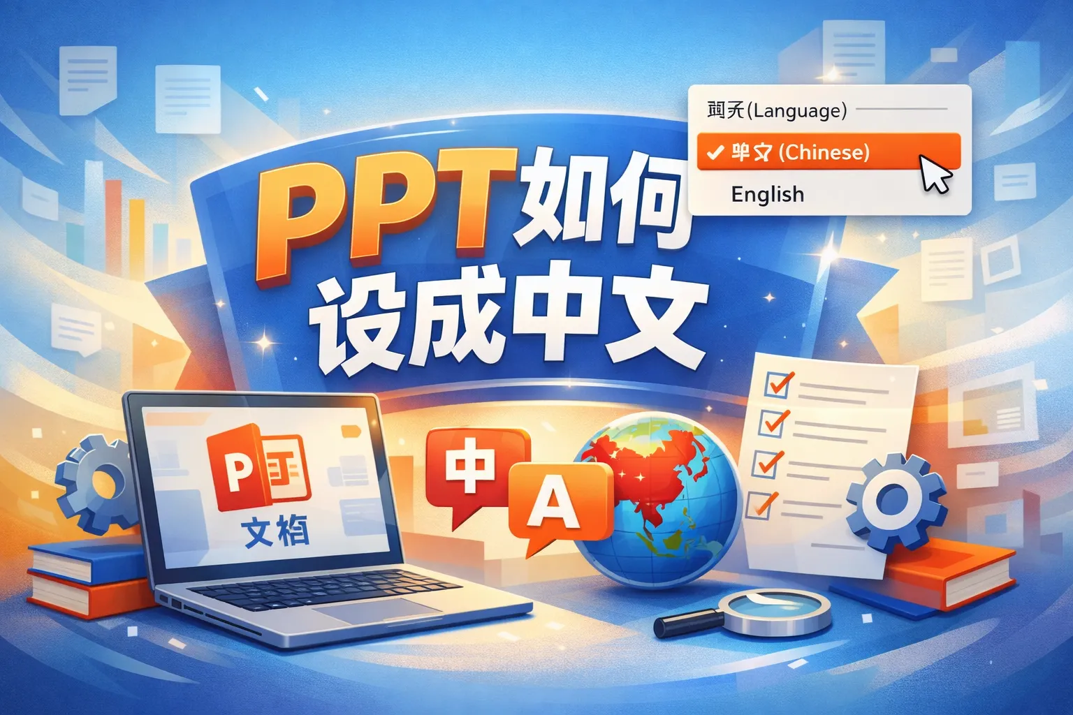 ppt如何设成中文