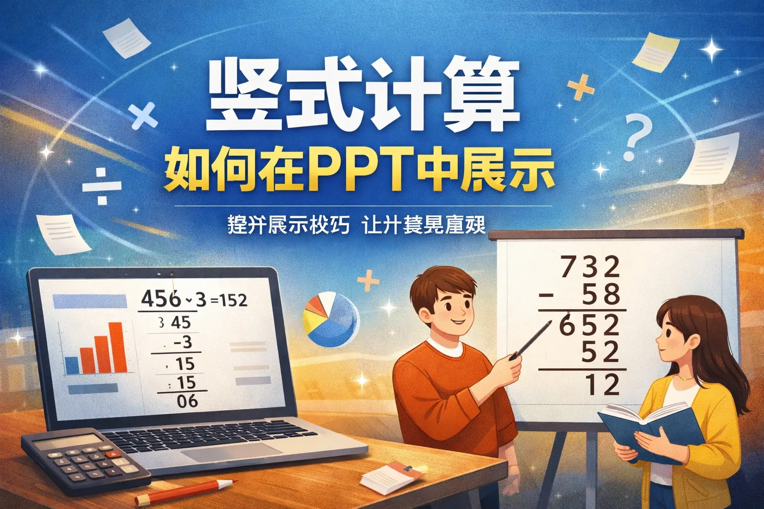 竖式计算如何在ppt中展示