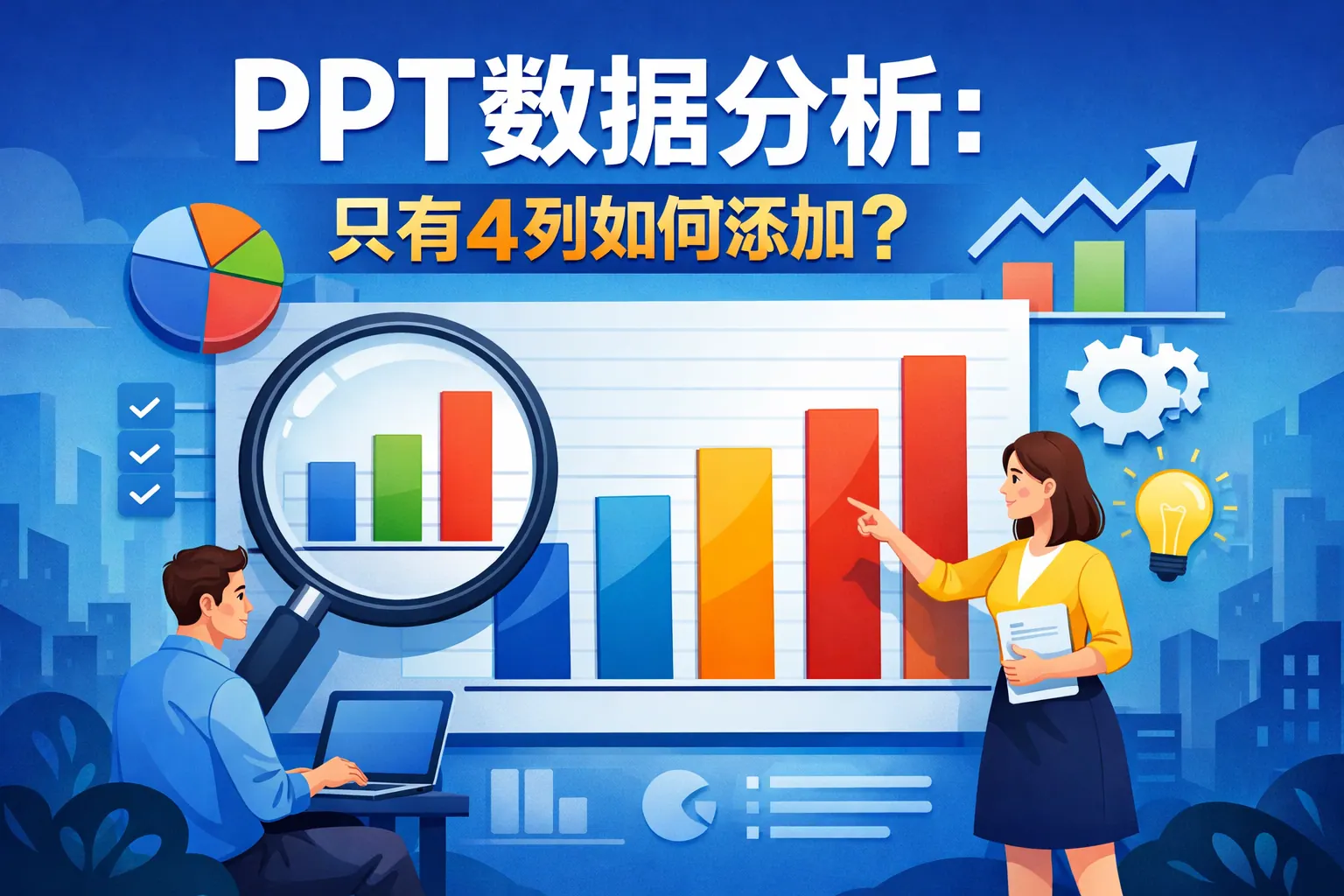 ppt数据图只有4列如何添加
