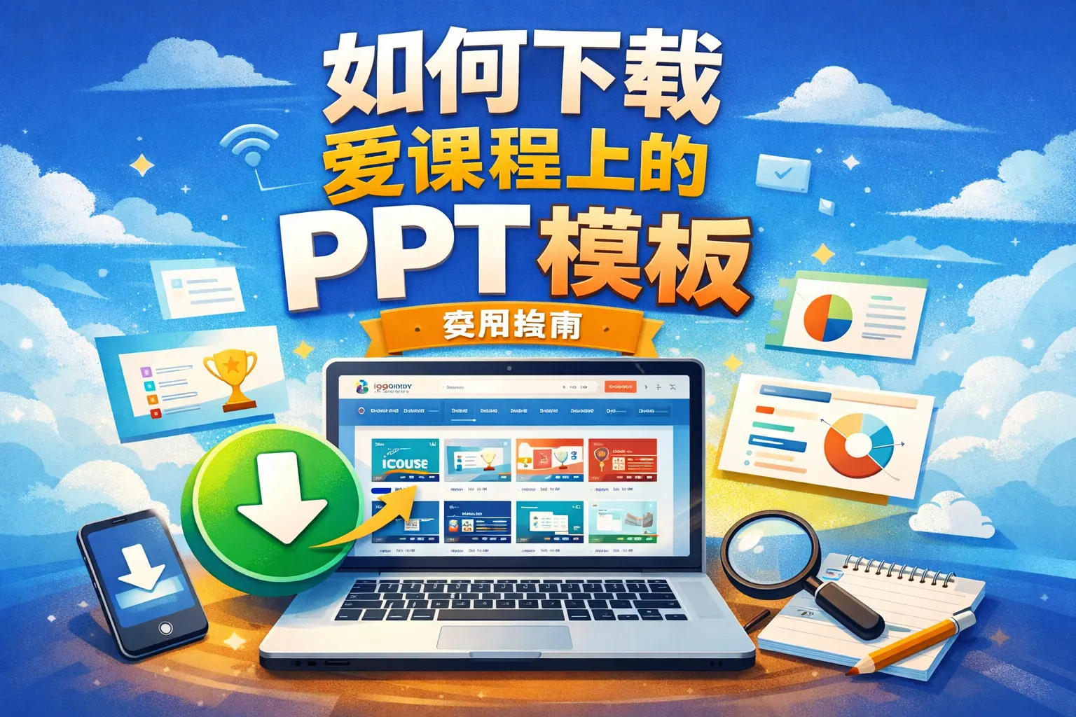 如何下载爱课程上的ppt模板