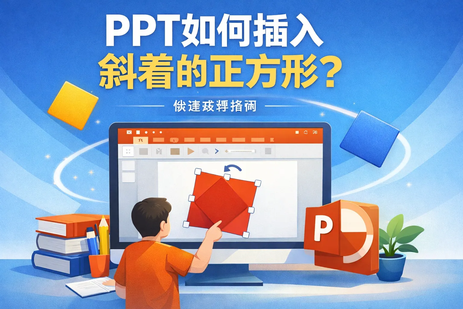 ppt如何插入斜着的正方形