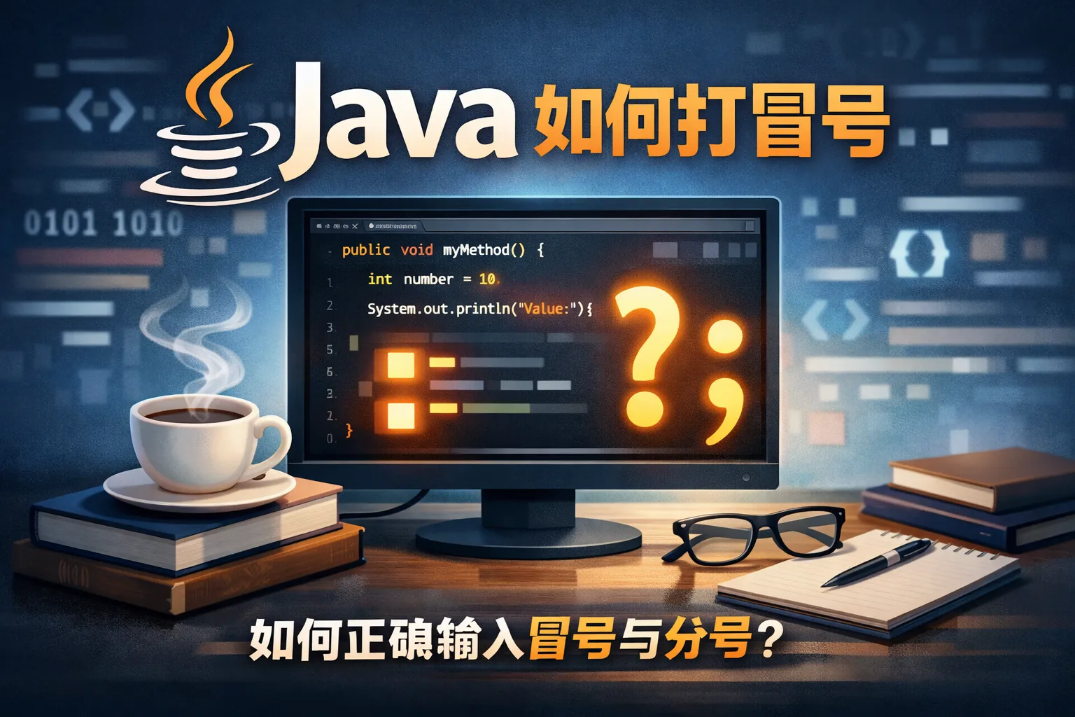 java如何打冒号