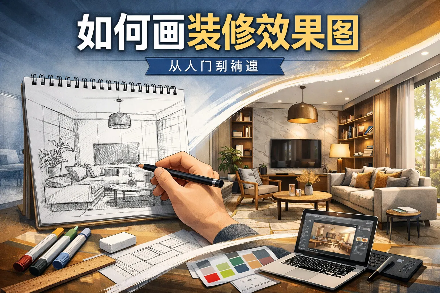 ppt 里如何画装修效果图