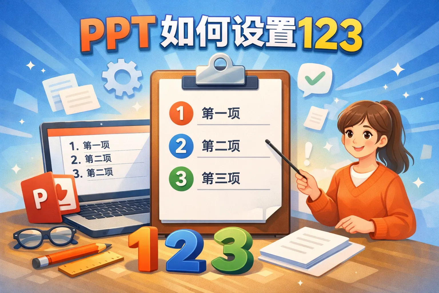 ppt如何设置123