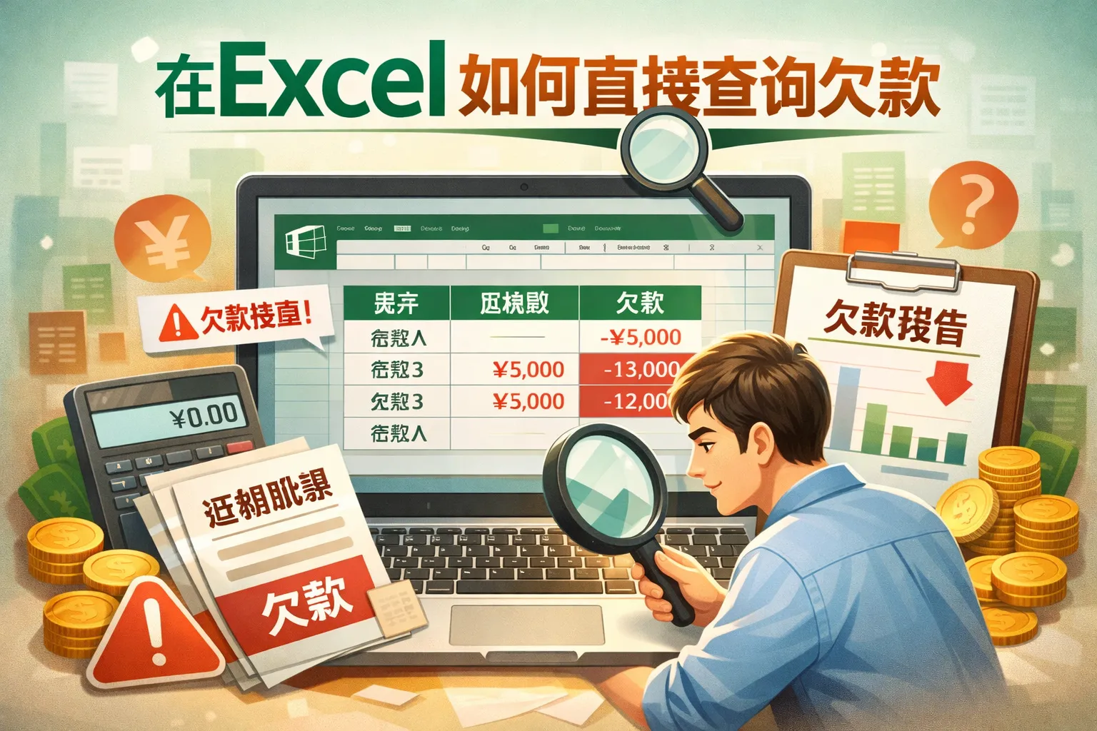 在excel如何直接查询欠款