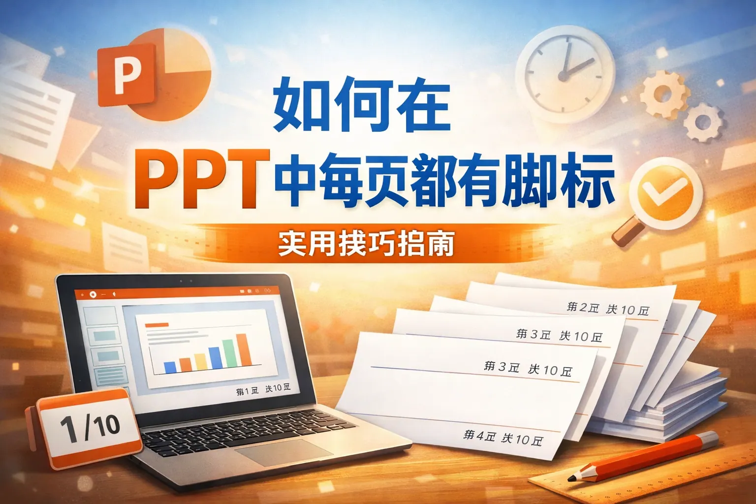 如何在ppt中每页都有脚标