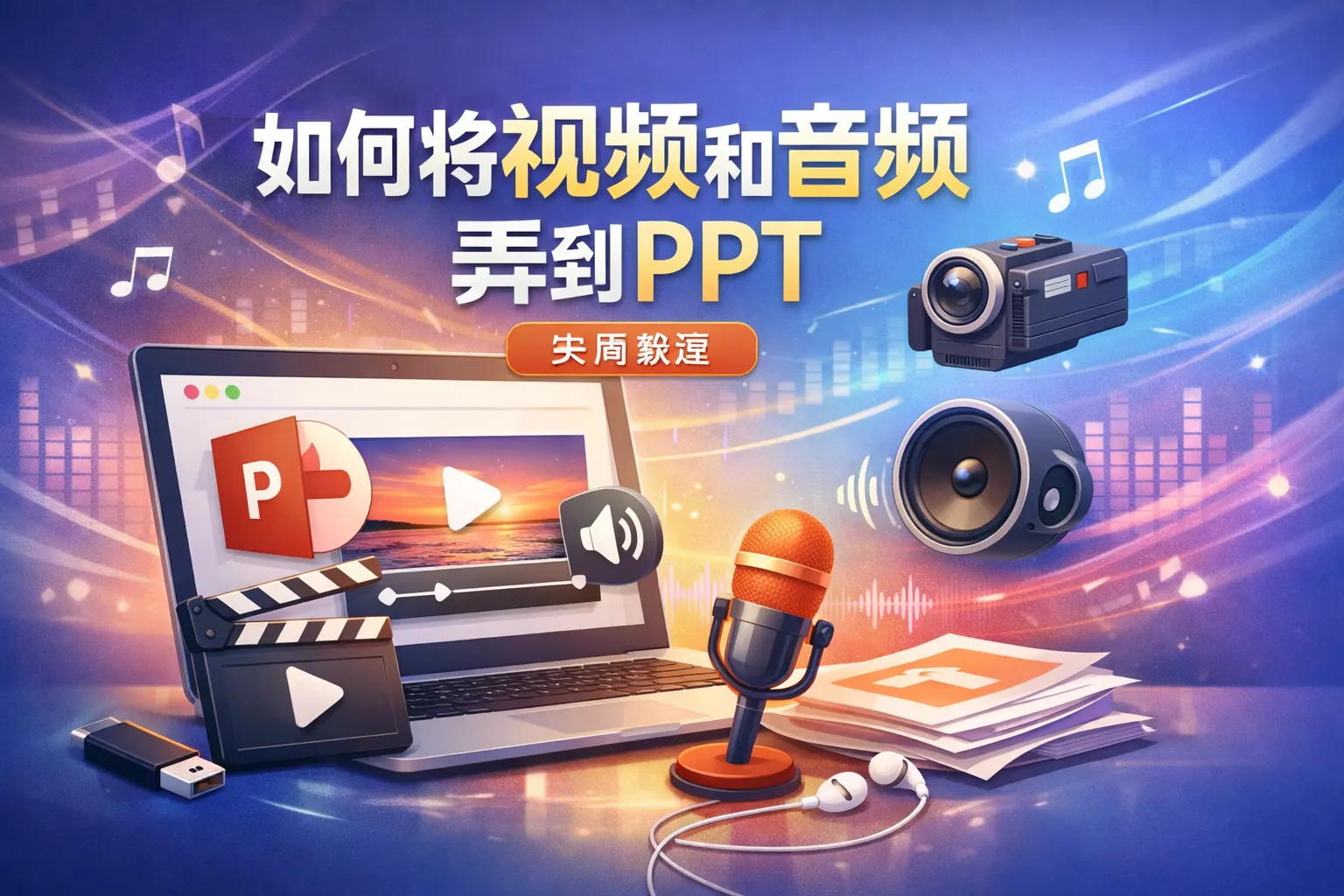 如何将视频和音频弄到ppt