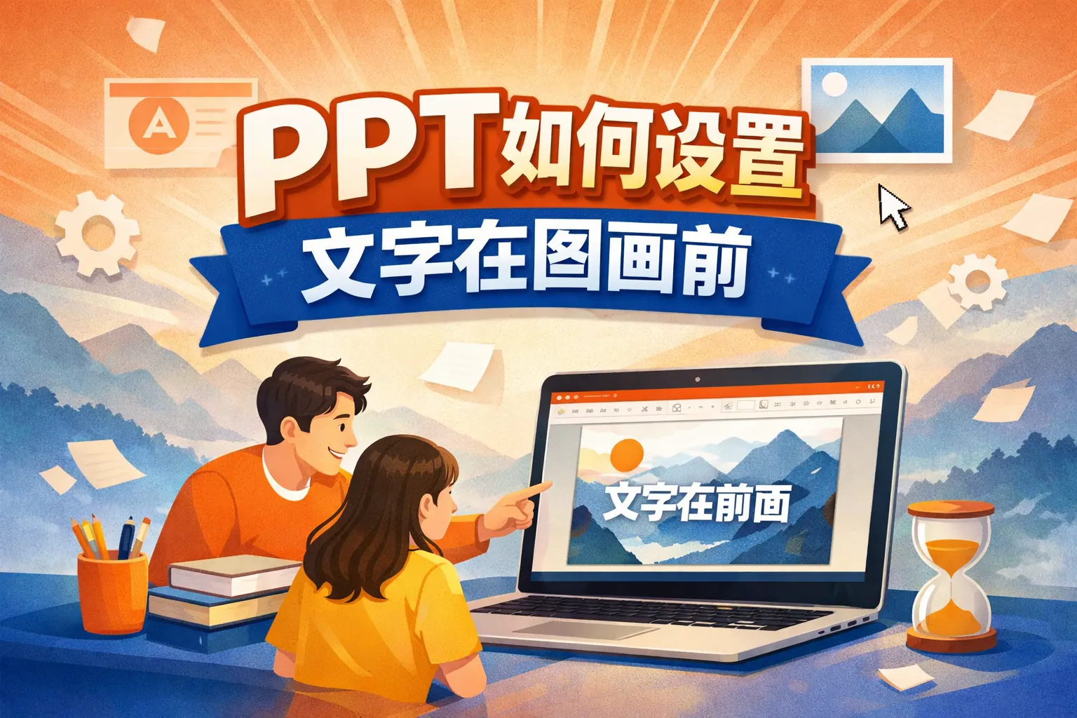 PPT如何设置与先文字在图画