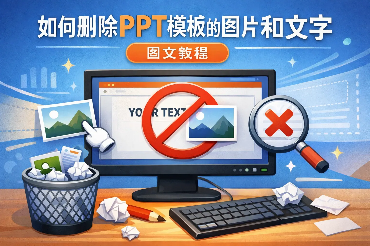 如何删除ppt模板的图片和文字