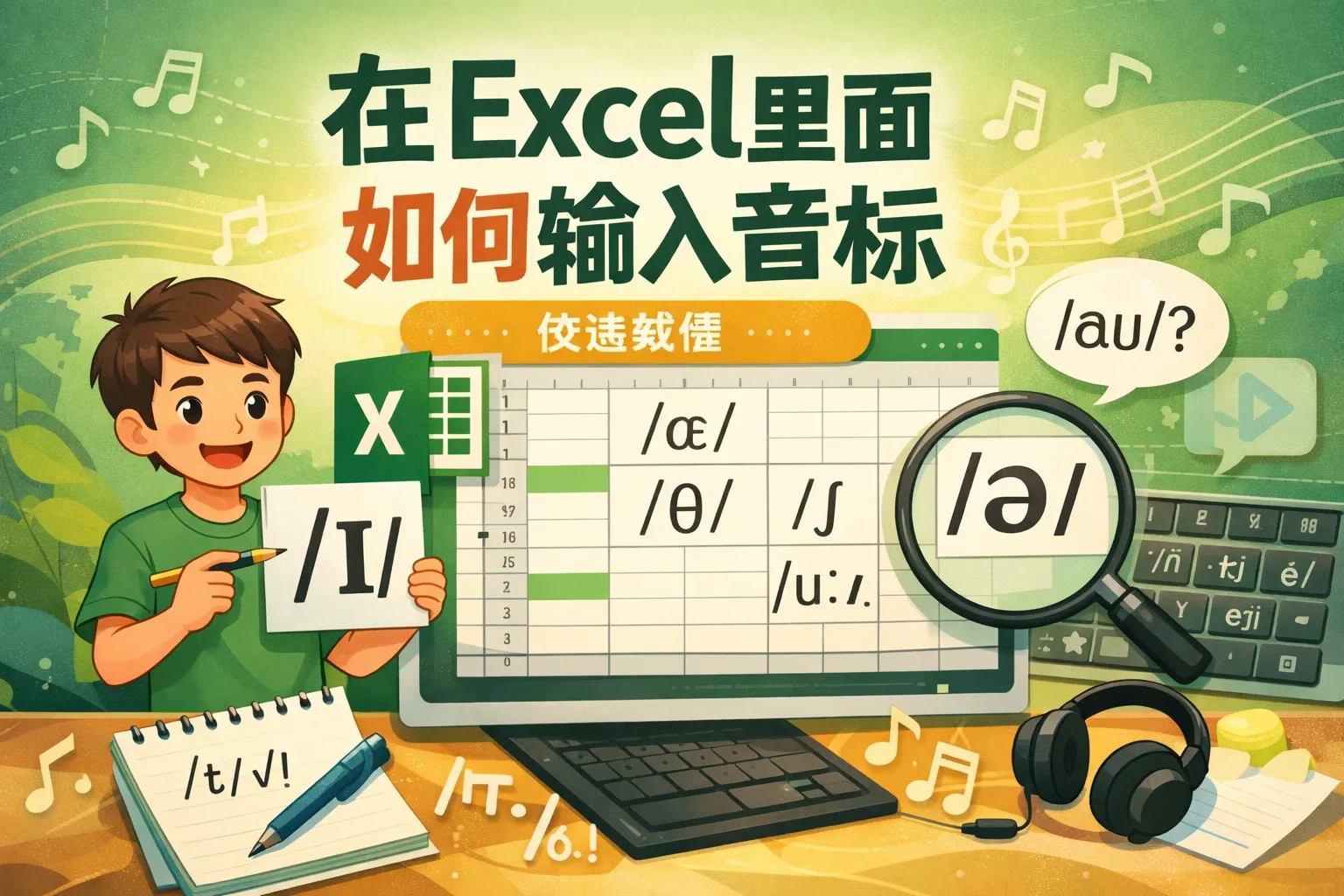 在excel里面如何输入音标
